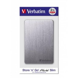 2,5" HDD (merevlemez), 2TB, USB 3.2, alumínium borítás, VERBATIM "Store n Go", szürke
