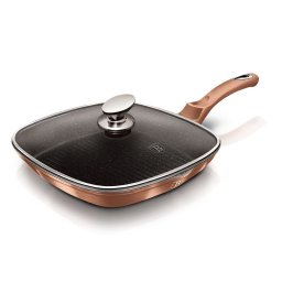 Berlinger Haus Grill serpenyő üvegfedővel 28 cm márvány bevonattal Rose Gold Collection BH/1610N
