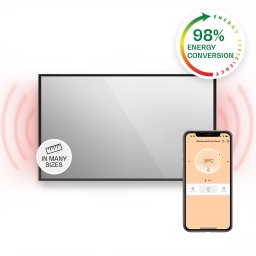 Klarstein La Palma 1000 smart, infravörös hősugárzó 2 az 1-ben, 120 x 60 cm, 1000 W, tükör elülső rész (HTR10-LaPalmaS1000B)