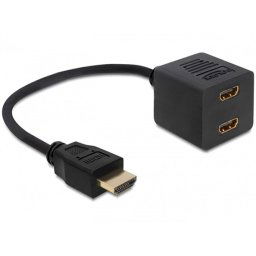 HDMI elosztó adapter 1x apa 2x anya HDMI High Speed Ethernettel Delock PN: Delock-65226