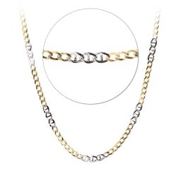 Sárga-fehér arany férfi nyaklánc 14 karátos (pancer-fantázia), 55 cm