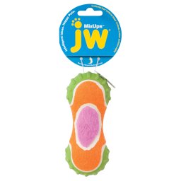 JW Mixups bordázott kutyajáték háromfajta anyagból M 14 cm