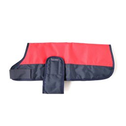 HB 048 Béleletlen kültéri kutyatakaró piros / kék 40cm kutyaruházat esőkabát