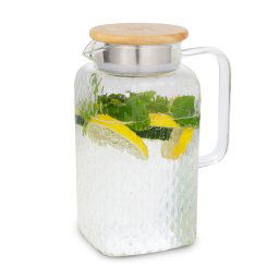 Klarstein Livenza, vizeskancsó, 1,5 L, boroszilikát üveg, rozsdamentes acél szűrő, tölgyfa fedél (-)