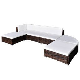 vidaXL 6-részes barna polyrattan kerti bútorszett párnákkal