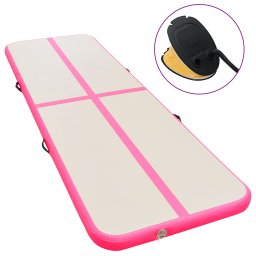 vidaXL rózsaszín PVC felfújható tornaszőnyeg pumpával 400x100x10 cm