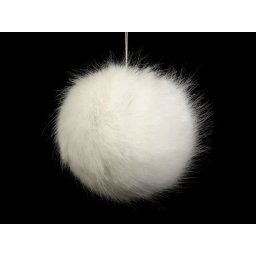 Műszőrme bojt, pompon, Ø9cm, 750526, fehér