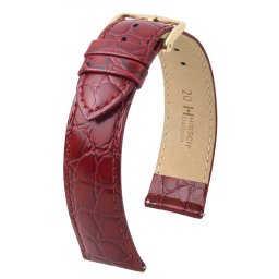 Hirsch Crocograin borjúbőr óraszíj, burgundi, 20/18M