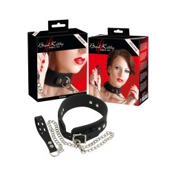 Bad Kitty - szilikon nyakörv és póráz, bondage szett (fekete)