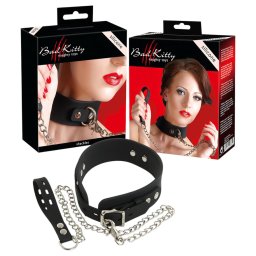 Bad Kitty - szilikon nyakörv és póráz, bondage szett (fekete)
