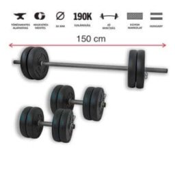 GazoFitness® Hardcore Szett 45 Kg /150 cm hosszú rúddal/
