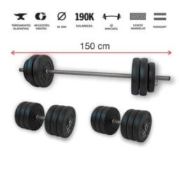 GazoFitness® Hardcore Szett 60 Kg / 150 cm hosszú rúddal/