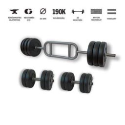 GazoFitness® Hardcore Szett Bicepsz-Tricepsz Rudas 55 Kg