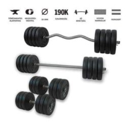 GazoFitness® Hardcore Szuperszett 119 Kg /150 cm hosszú egyenes ruddal/