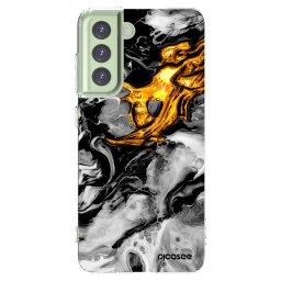 Átlátszó szilikon tok az alábbi mobiltelefonokra Samsung Galaxy S21 FE 5G - Black Gold 2