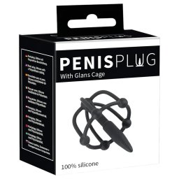 Penisplug - szilikon makk ketrec dilátorral (fekete)
