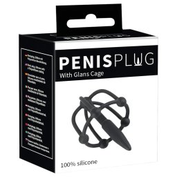 You2Toys Penisplug - szilikon makk-ketrec húgycső dilátorral (fekete)