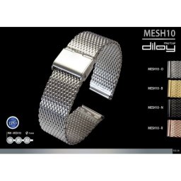 Diloy acél MESH10 óraszíj, sárga arany, 18mm