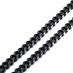 Sűrű láncszemes nemesacél nyaklánc (55 cm - 7 mm) - Fekete