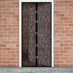 Szúnyogháló függöny ajtóra - mágneses - 100 x 210 cm - "Love" felirat