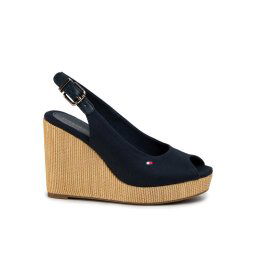 Tommy Hilfiger Szandál Iconic Elena Sling Back Wedge FW0FW04789 Sötétkék
