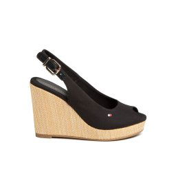 Tommy Hilfiger Espadrilles Iconic Elena Sling Back Wedge FW0FW04789 Fekete