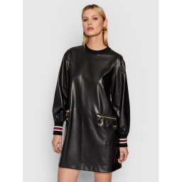 Iceberg Műbőr ruha 21II2P0H1312829 Fekete Regular Fit