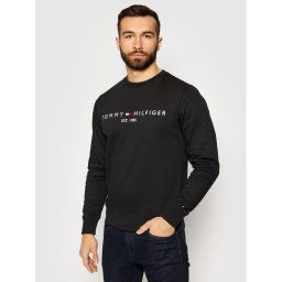Tommy Hilfiger Pulóver Logo MW0MW11596 Fekete Regular Fit
