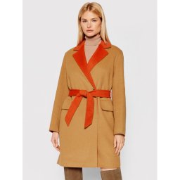 Tommy Hilfiger Gyapjú kabát Blend WW0WW31032 Barna Regular Fit
