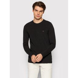 Tommy Hilfiger Hosszú ujjú Stretch Tee MW0MW10804 Fekete Slim Fit