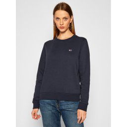 Tommy Jeans Pulóver Fleece DW0DW09227 Sötétkék Regular Fit