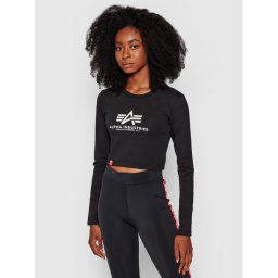 Alpha Industries Blúz Basic Cropped 116076 Fekete Slim Fit