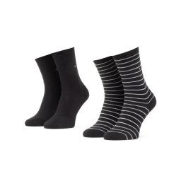 Tommy Hilfiger 2 pár hosszú szárú unisex zokni 100001494 Fekete