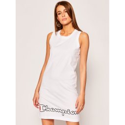 Champion Hétköznapi ruha Script Logo Ribbed Trim 112657 Fehér Regular Fit