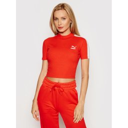 Puma Blúz Classics Mock Neck 530229 Piros Slim Fit