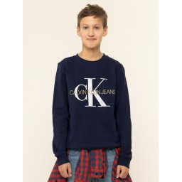 Calvin Klein Jeans Pulóver Monogram Logo IU0IU00069 Sötétkék Regular Fit