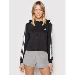 adidas Pulóver Essentias 3-Stripes GM5582 Fekete Loose Fit
