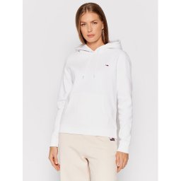Tommy Jeans Pulóver Fleece Hoodie DW0DW09228 Fehér Regular Fit