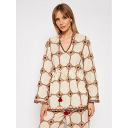 Tory Burch Tunika Embroidered 76789 Bézs Regular Fit