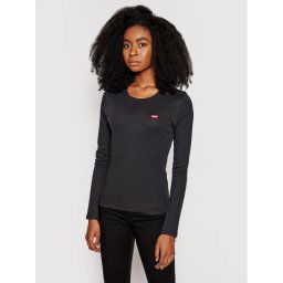 Levi's® Blúz Long Sleeve Baby Tee 69555-0014 Fekete Slim Fit