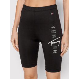 Tommy Jeans Kerékpáros nadrág Logo Repeat Cycle DW0DW12057 Fekete Slim Fit