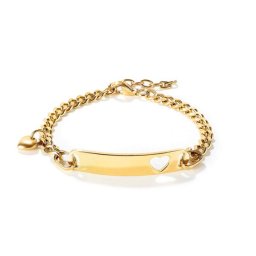 Gravírozható nemesacél karkötő, szív dísszel, arany bevonattal