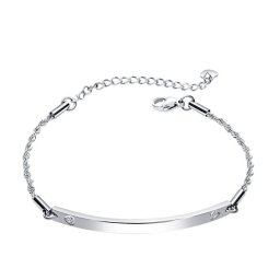 Gravírozható nemesacél karkötő cirkóniával