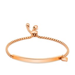 Szív díszes, gravírozható nemesacél karkötő, rozé arany bevonattal