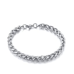 Fonott láncszemes férfi karkötő nemesacélból (6 mm)