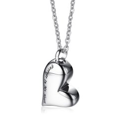 Szív alakú nemesacél kegyeleti medál nyaklánccal, gravírozott szöveggel