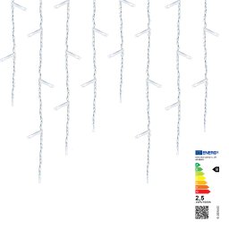 LED-es jégcsap fényfüggöny 2 méretben, hidegfehér-230 LED-del