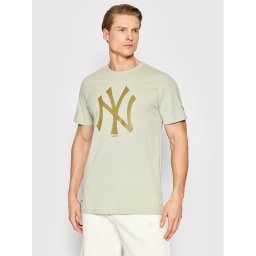 New Era Póló New York Yankees MLB Logo 12033497 Bézs Regular Fit