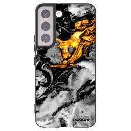 Fekete szilikon tok az alábbi mobiltelefonokra Samsung Galaxy S22 5G - Black Gold 2