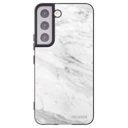 Fekete szilikon tok az alábbi mobiltelefonokra Samsung Galaxy S22 5G - White marble